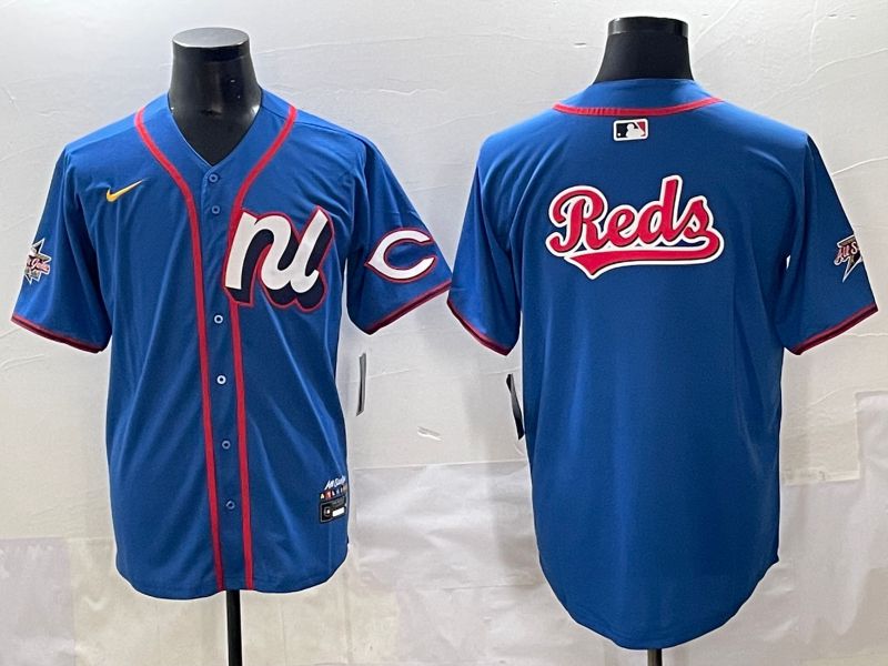 Men 2025 Cincinnati Reds Blank Blue All star Nike MLB Jersey style 1